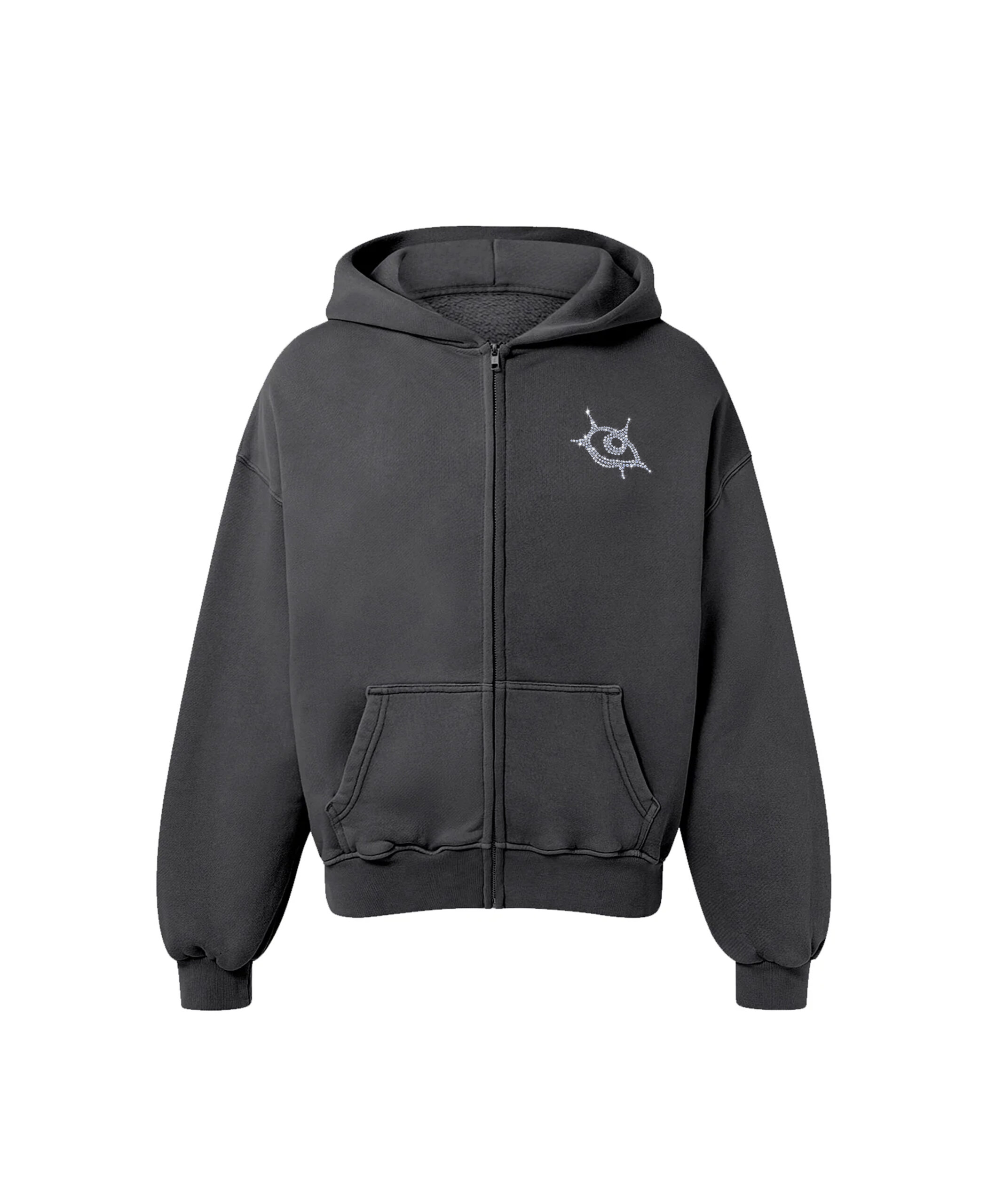 Fluffy hoodie zip gris